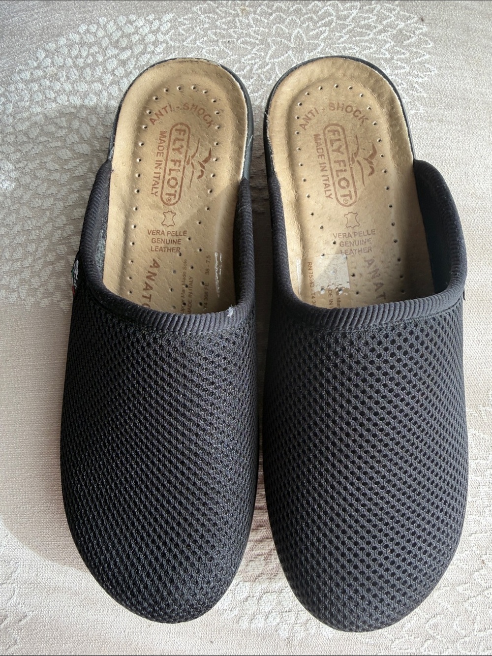 Fly Flot Made in Italy -  Black Mesh Slip-On Clogs